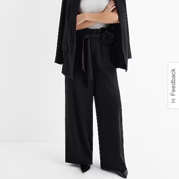 High Waisted Belted Paperbag Wide Leg Pant NWOT - Picture 1 of 7